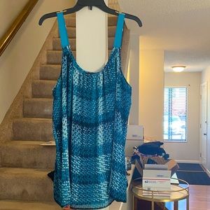 Lane Bryant Teal multi-color sheer top